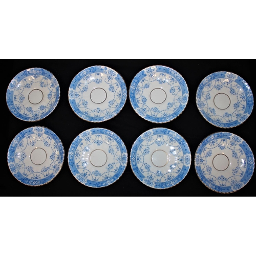 63 - 32 PIECES ROYAL ALBERT (2478) BLUE & WHITE PART TEAS SET COMPRISING 9 CUPS, 8 SAUCERS, 12 SIDE PLATE... 