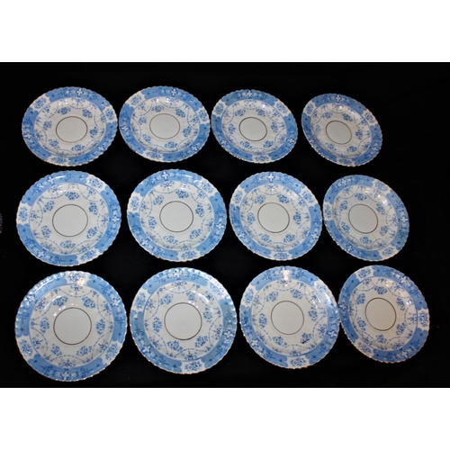 63 - 32 PIECES ROYAL ALBERT (2478) BLUE & WHITE PART TEAS SET COMPRISING 9 CUPS, 8 SAUCERS, 12 SIDE PLATE... 