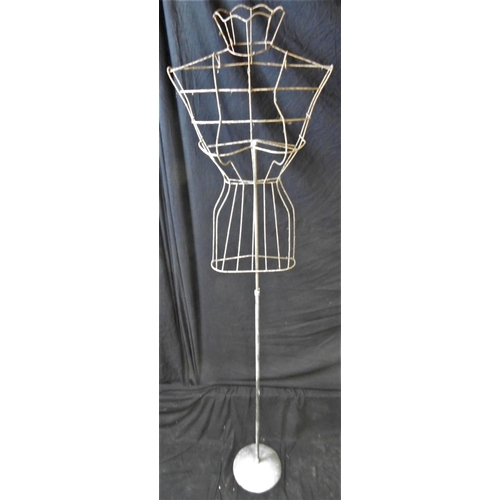 65 - METAL ADJUSTABLE DRESS MAKERS STAND ON METAL BASE