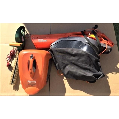 86 - FLYMO GARDEN VAC 220W TURBO, HEDGE CUTTER & FLYMO COMPACT GRASS BOX