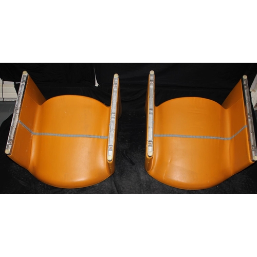 94 - PAIR MID CENTURY ORANGE VINYL LOUNGE CHAIRS