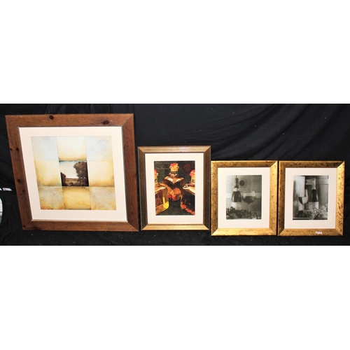 96 - 4 VARIOUS PRINTS INCLUDING LARGE PRINT IN WOOD FRAME