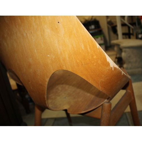 95 - SET OF 4 DANISH DESIGNED  KANDYA JASON PLYWOOD STACKABLE CHAIRS ON GENTLY TAPERING SPRAYED LEGS.  DE... 