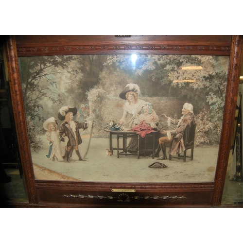 143 - OAK FRAMED PICTURE MIRROR