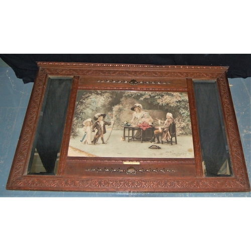 143 - OAK FRAMED PICTURE MIRROR