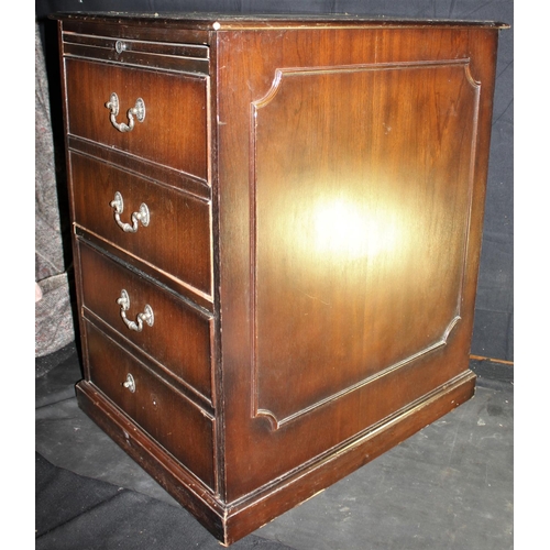 145 - REPRODUCTION 4 DRAWER PEDESTAL WITH LEATHER TOP (H30