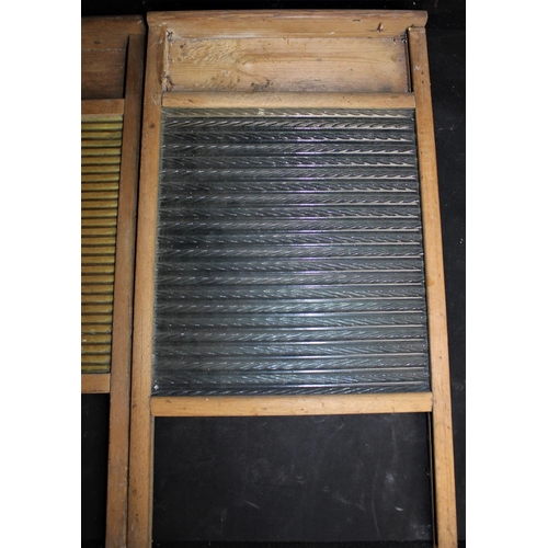 155 - 2 GLASS WASHBOARDS & ZINC WASHBOARD