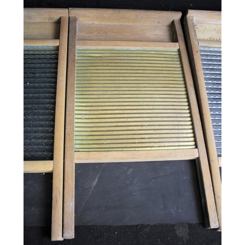 155 - 2 GLASS WASHBOARDS & ZINC WASHBOARD