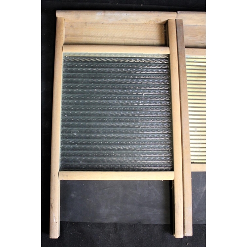 155 - 2 GLASS WASHBOARDS & ZINC WASHBOARD