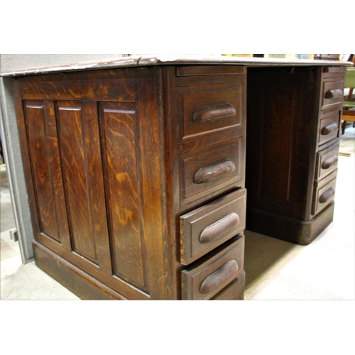 159 - OAK DOUBLE PEDESTAL DESK