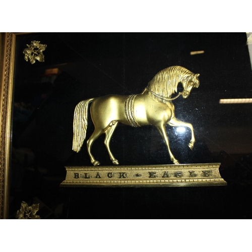 177 - GILT FRAMED PLAQUE OF CIRCUS HORSE 'BLACK EAGLE' (22