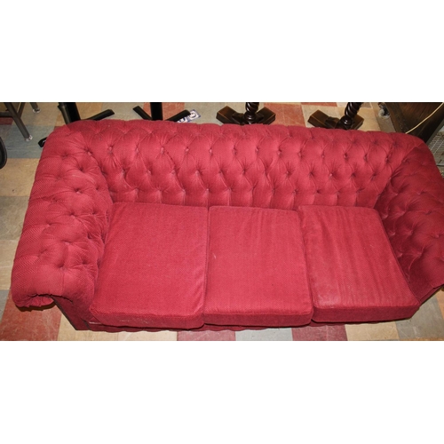 178 - RED DRAYLON CHESTERFIELD SOFA