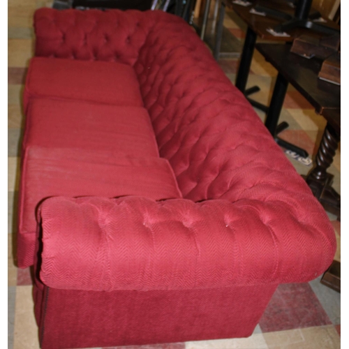 178 - RED DRAYLON CHESTERFIELD SOFA