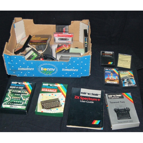 23 - SINCLAIR ZX SPECTRUM+ IN ORIGINAL BOX & USER GUIDE, CASSETTES, ALBA CASSETTE DECK, ALPHACOM 32 PRINT... 