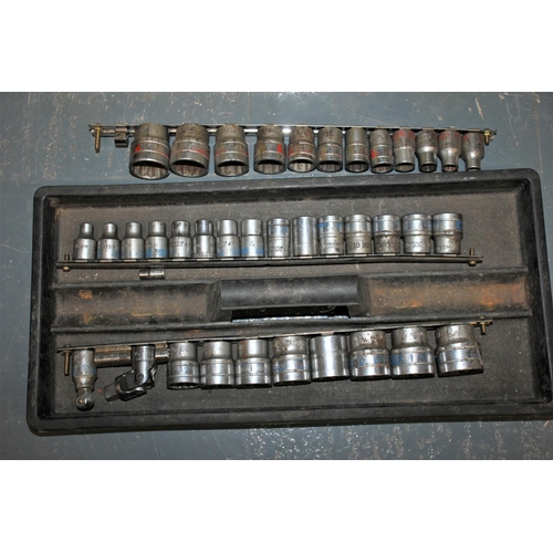 243 - TOOL BOX WITH TOOLS INCLUDING CLAMPS