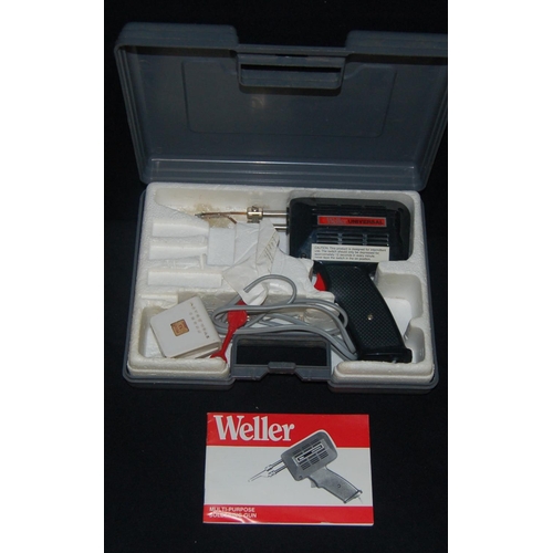 25 - SOLDERING IRON, WELLER SOLDERING GUN, GLUE GUN & STICKS