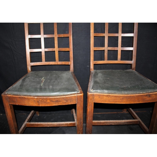 39 - SET 4 OAK DINING CHAIRS WITH SQUARE SECTIONED BACK