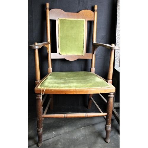 51 - 3 VARIOUS CHAIRS: ARMCHAIR WITH UPHOLSTERED SEAT & BACK, STANDARD CHAIR WITH LEATHER SEAT 