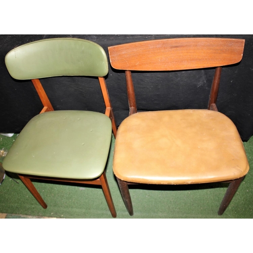 62 - 2 TEAK CHAIRS, DINING TABLE MISSING LEAVES & COFFEE TABLE FRAME