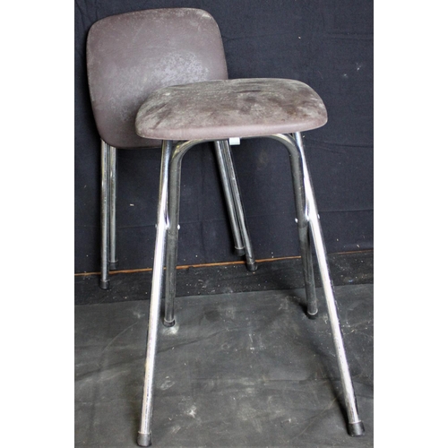 66 - CHROME CHAIR, SMALL STOOL/STEPS, CHROME BREAKFAST BAR STOOL & LOW CHROME STOOL