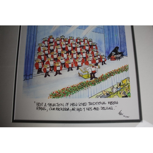 86 - LIMITED PRINT OF 'CHOIR BOYS'  GREN CARTOON - FRAMED AND COMES WITH CERTIFICATE OF AUTHENTICITY 40/3... 