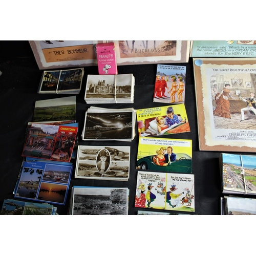 9 - QUANTITY POSTCARDS, 4 POSTAPRINTS, PACK PEANUTS PLAYING CARDS