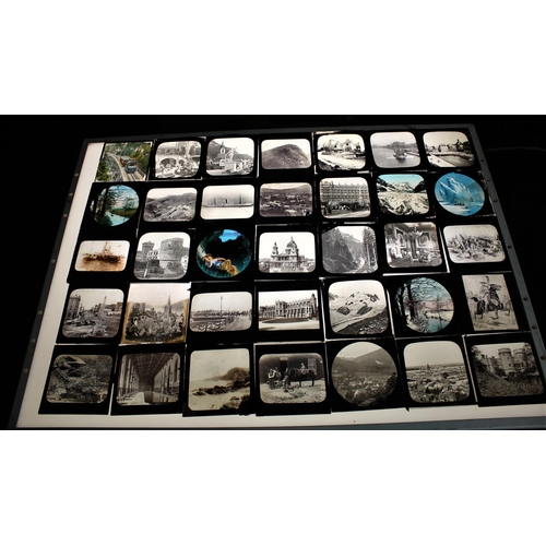 280 - BOX GLASS PHOTOGRAPHY SLIDES, BUNDLE CHARACTER/CARTOON SLIDES & BUNDLE POSTCARDS