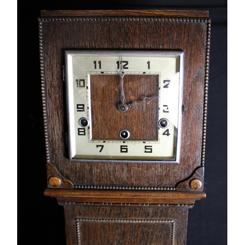 140A - OAK CASED GRANDMOTHER CLOCK - NO KEY OR PENDULUM