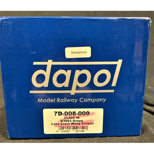 57 - 0 GAUGE DAPOL 7D-008-009 CLASS 08 R/ND 3002 GREEN SHUNTER - BOXED (TESTED)