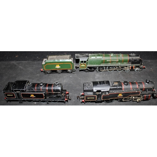 180 - 3 HORNBY DUBLO 3 RAILS TEAM LOCOS: B46232, 80054, 60567 & 1 WAGON - UNBOXED (UNTESTED)