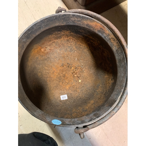 160 - LARGE CAST IRON CAULDRON (H29cm, D34cm)