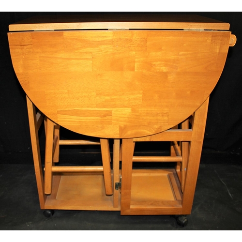 573 - DROP LEAF BREAKFAST BAR TROLLEY FITTED 2 STOOLS