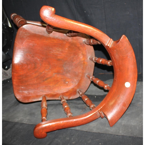 137 - STAINED SMOKER'S BOW ARMCHAIR