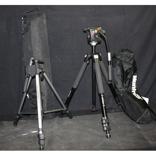 143 - @MANFROTTO 501 PROFESSIONAL CAMERA SUPPORT TRIPOD & CENTON PV23 CAMERA TRIPOD (DAMAGED)