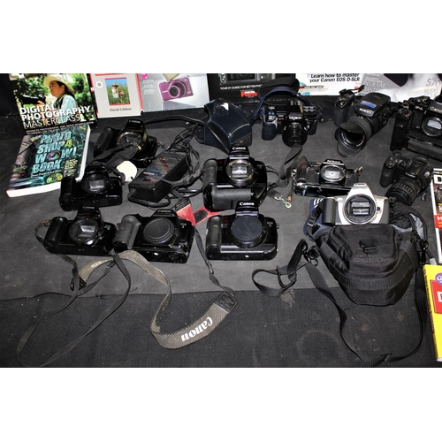 158 - BOX VARIOUS SLR CAMERAS & BOOKS ON PHOTOGRAPHY