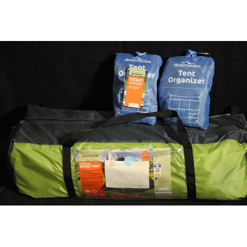 176 - @ADVENTURIDGE 4 PERSON DOME TENT & 2 TENT ORGANISERS