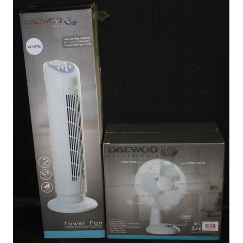 179 - @DAEWOO FREE STANDING OSCILLATING TOWER FAN & DAEWOO 12