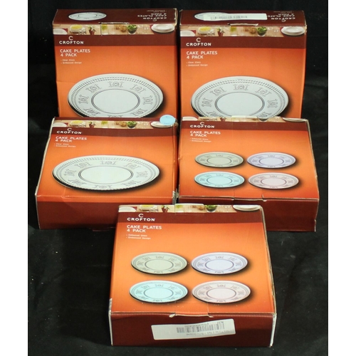 74 - @5 BOXES OF 4 CROFTON GLASS CAKE PLATES