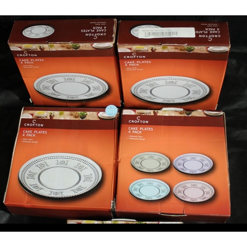 74 - @5 BOXES OF 4 CROFTON GLASS CAKE PLATES