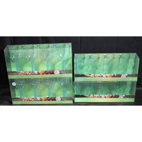 82 - @4 PACKS OF 4 OUTDOOR GLASSES (2 PACKS WINE, 2 PACKS TUMBLERS)