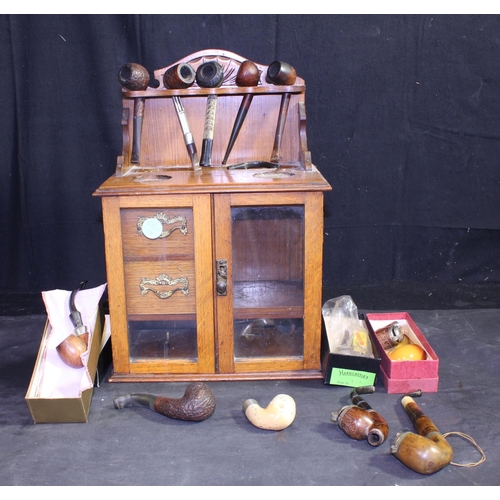 1 - SMOKER'S CABINET AND VARIOUS PIPES