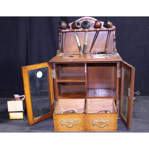 1 - SMOKER'S CABINET AND VARIOUS PIPES