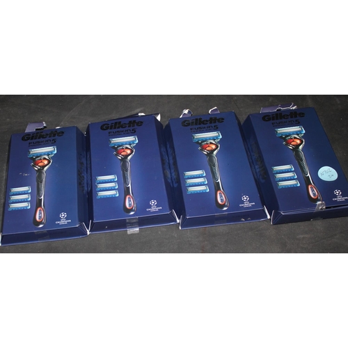 19 - @4 X GILLETTE FUSION 5 PROGLIDE RAZOR & 3 REPLACEMENT BLADES (A47)