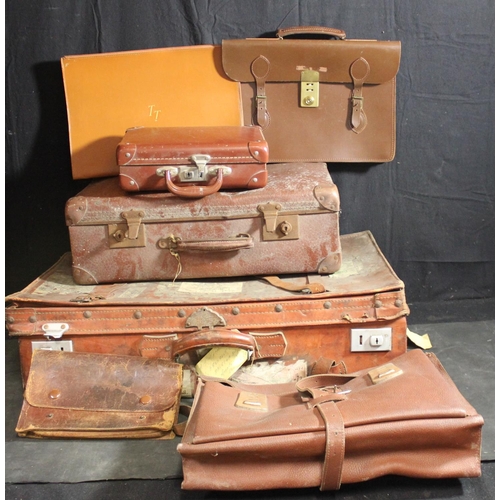 2 - VARIOUS LEATHER CASES AND SATCHELS