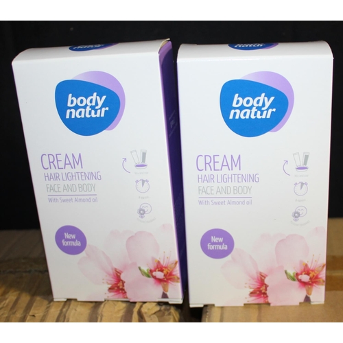 33 - 4 BOXES OF BODY NATUR CREAM HAIR LIGHTENING. (12 PACKS PER BOX, 2X50ML PER PACK)