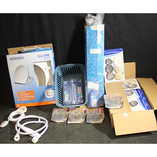 36 - 23 X 6 PIECE STAINER & STOPPER SETS, ECO ONE SOFT CLOSE TOILET SEAT, SHOWER RISER KIT AND SPRAY ROSE... 