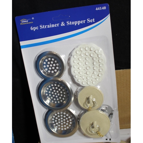 36 - 23 X 6 PIECE STAINER & STOPPER SETS, ECO ONE SOFT CLOSE TOILET SEAT, SHOWER RISER KIT AND SPRAY ROSE... 