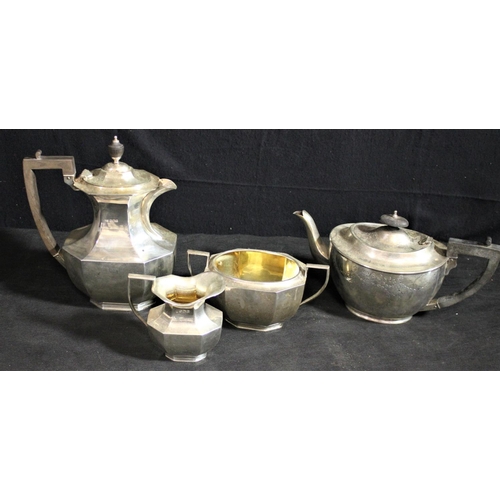 1 - 3 PIECE SILVER TEA SERVICE - HEITZMAN & SONS CARDIFF PLUS SILVER TEA POT WITH EBONISED HANDLE