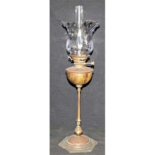 3 - ART NOUVEAU COPPER & BRASS OIL LAMP