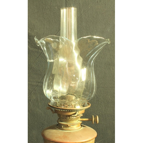 3 - ART NOUVEAU COPPER & BRASS OIL LAMP